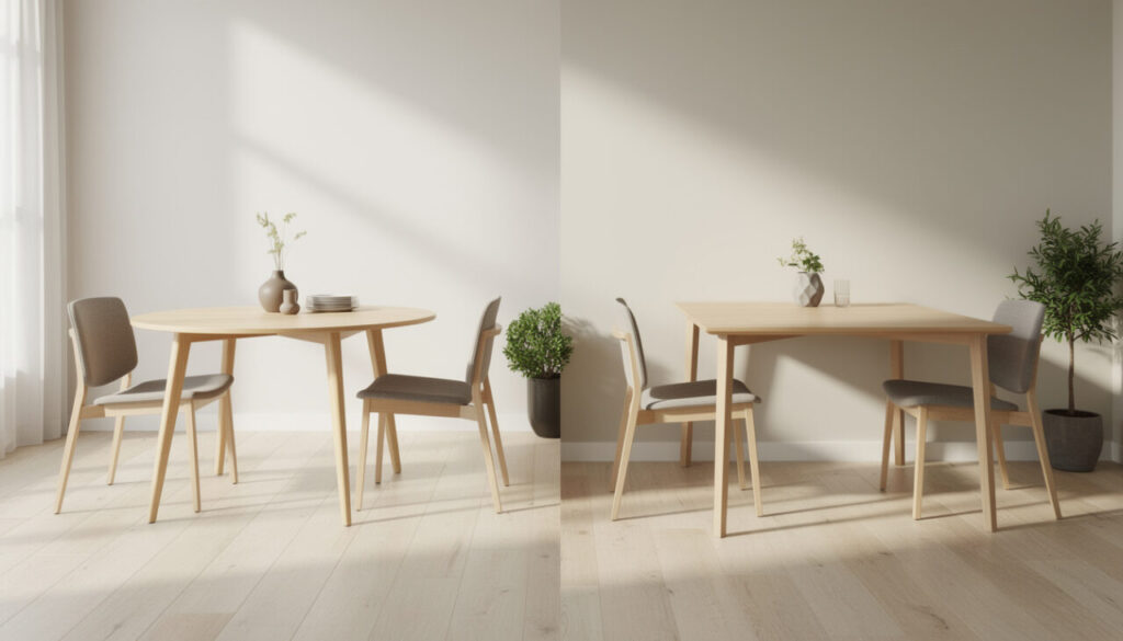 table ronde ou rectangulaire : découvrez quelle forme optimise l’espace, facilite la circulation et s’adapte le mieux à votre petite pièce.